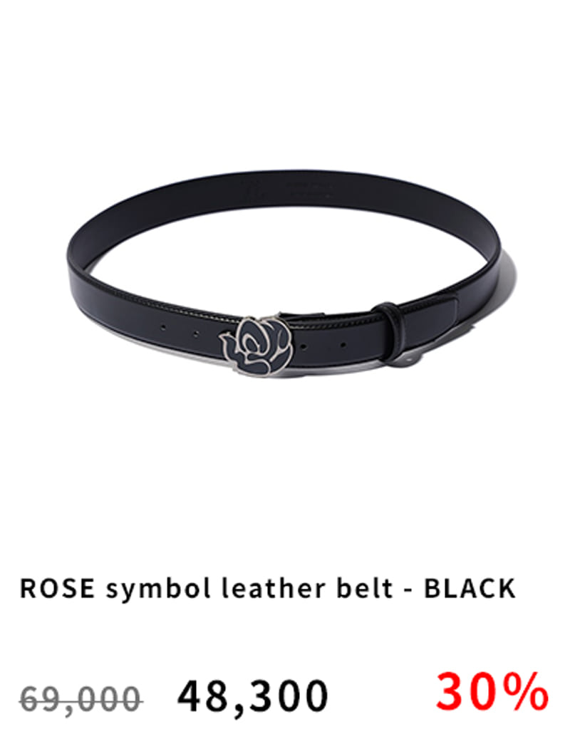 ROSE symbol leather belt - BLACK