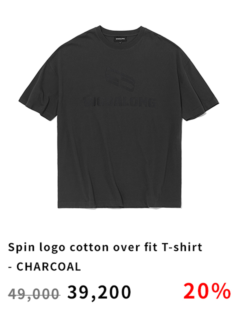 Spin logo cotton over fit T-shirt - CHARCOAL
