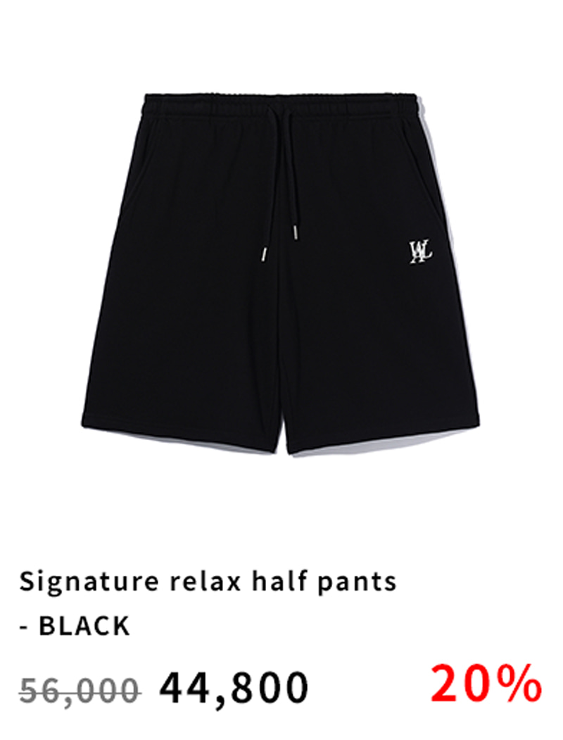 Signature relax half pants - BLACK