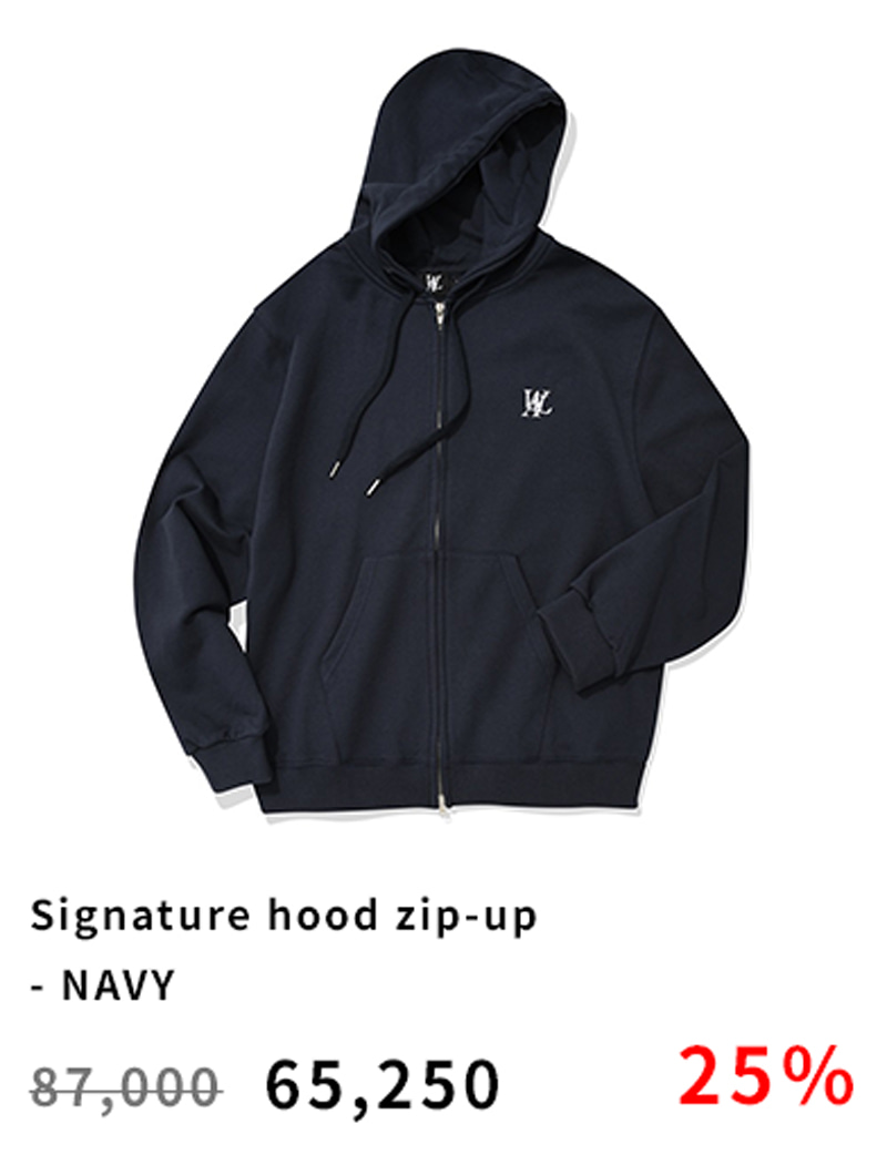 Signature hood zip-up - NAVY