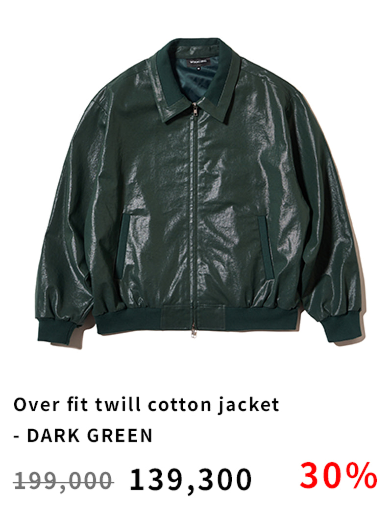 Over fit twill cotton jacket - DARK GREEN