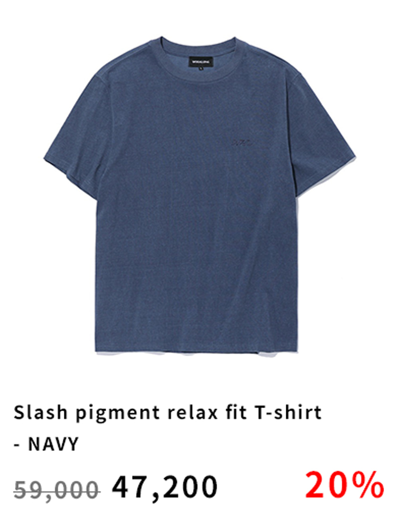 Slash pigment relax fit T-shirt - NAVY