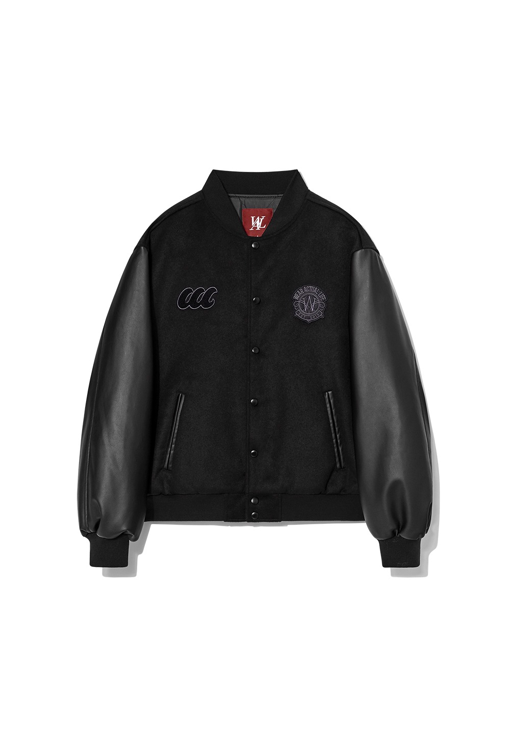 Double patched varsity jacket - BLACK