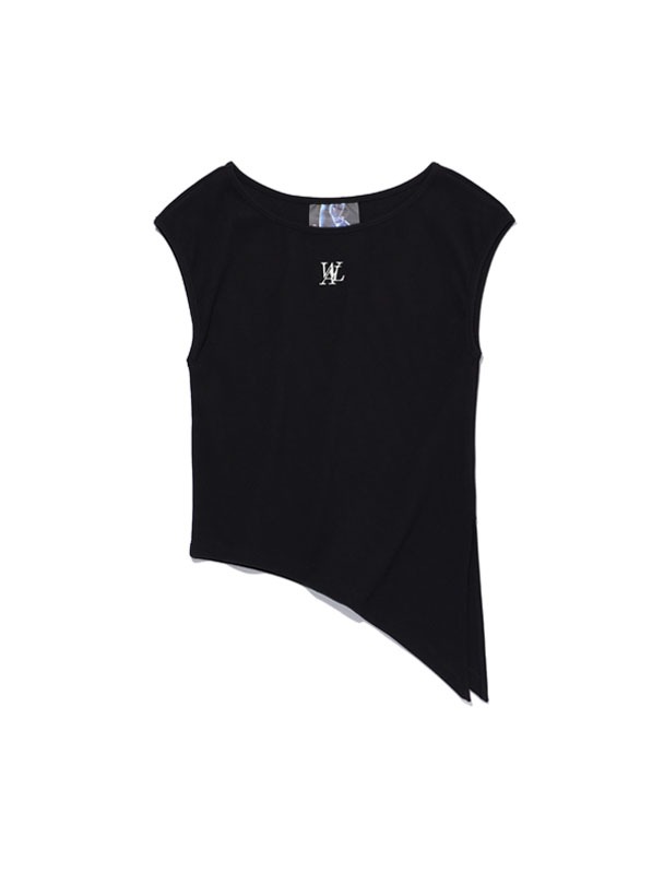 Signature logo boat neck sleeveless - BLACK