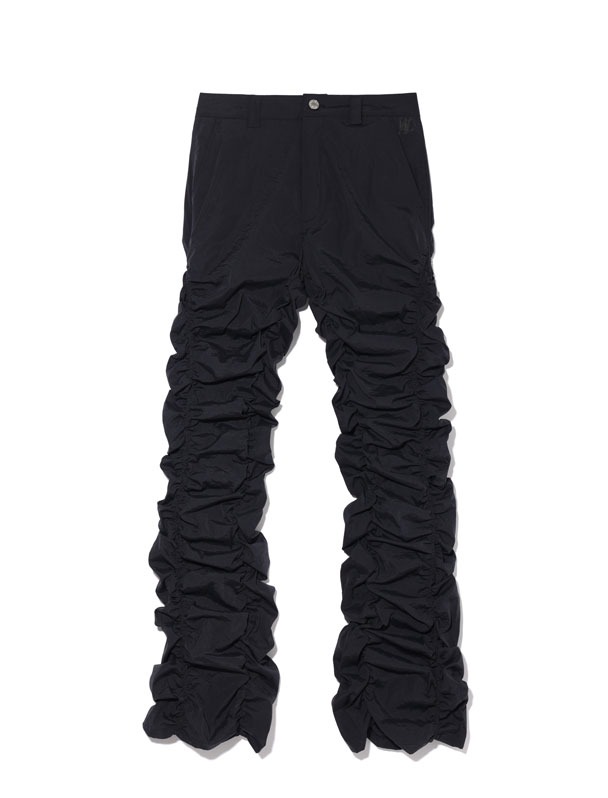 Shirring boots-cut pants - BLACK