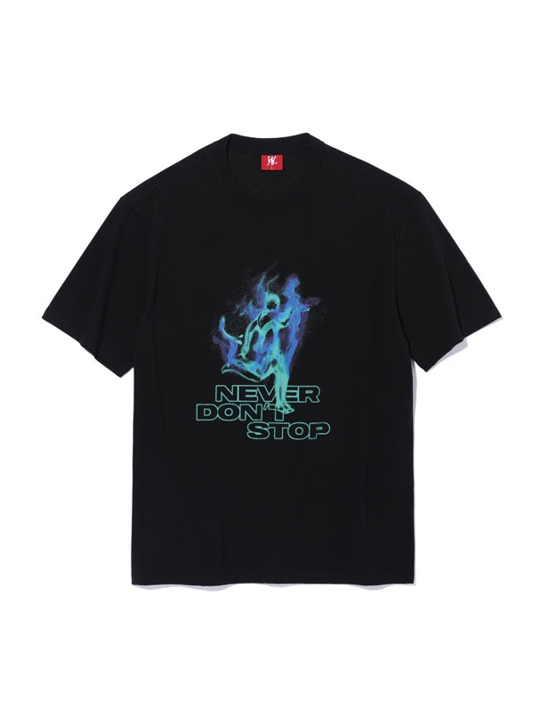 NEVER DON&#039;T STOP burning T-shirt - BLACK