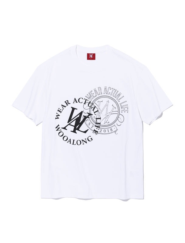 Circular lettering graphic T-shirt - WHITE