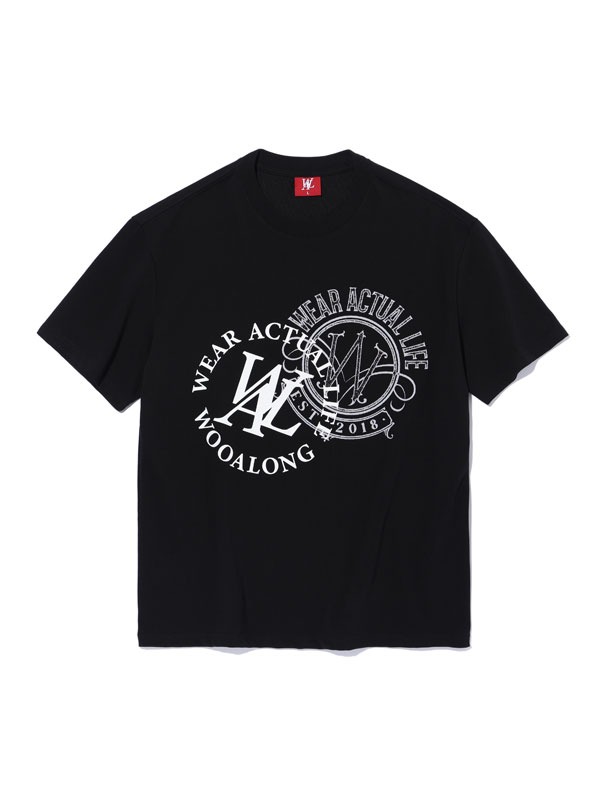 Circular lettering graphic T-shirt - BLACK