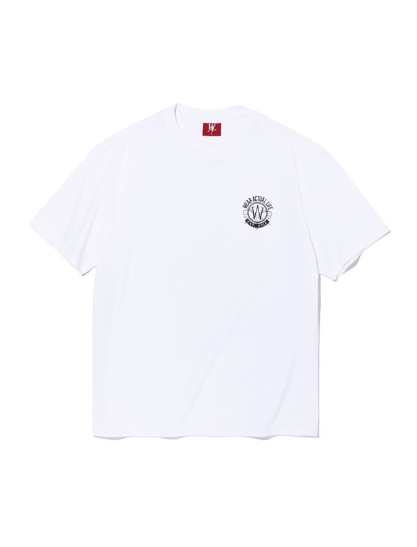 Small circular slogan T-shirt - WHITE