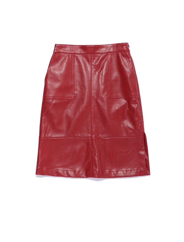 Attention please leather skirt - RED