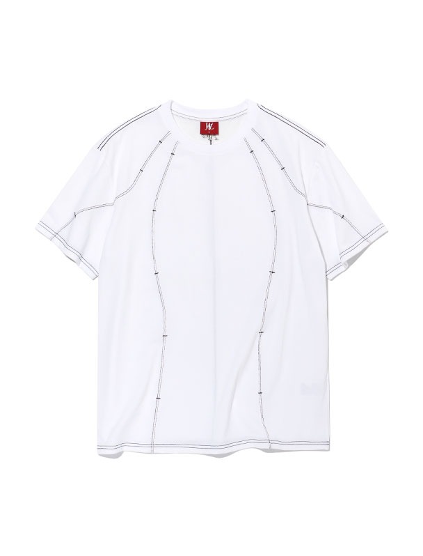 Cutoff stitch line T-shirt - WHITE